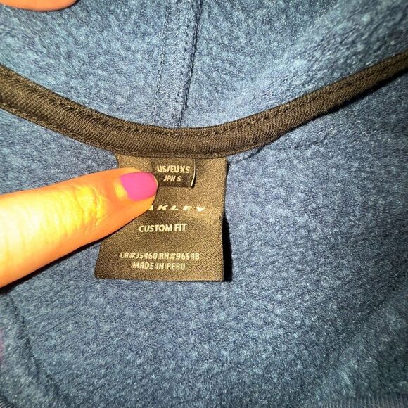 Oakley Royal Blue fleece Quarter-Zip pull over Hoodie size xtra small - Picture 4 of 7